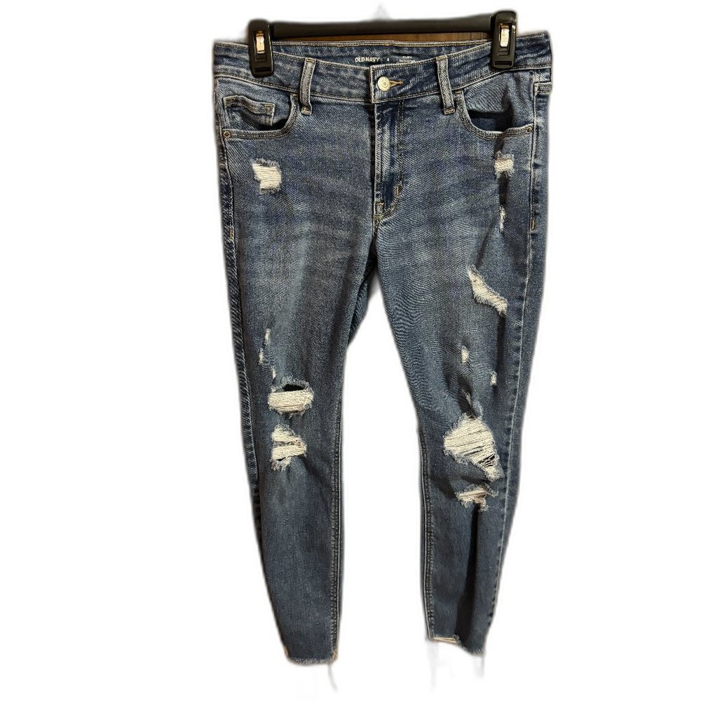 Women's Old Navy Mid-Rise Rockstar Super Skinny Blue‎ Jean Plus Size 8